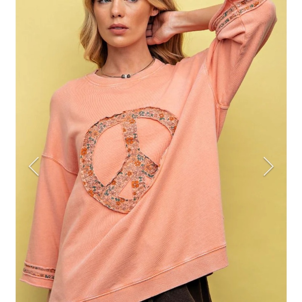 Easel Orange Oversized Graphic Sweatshirt